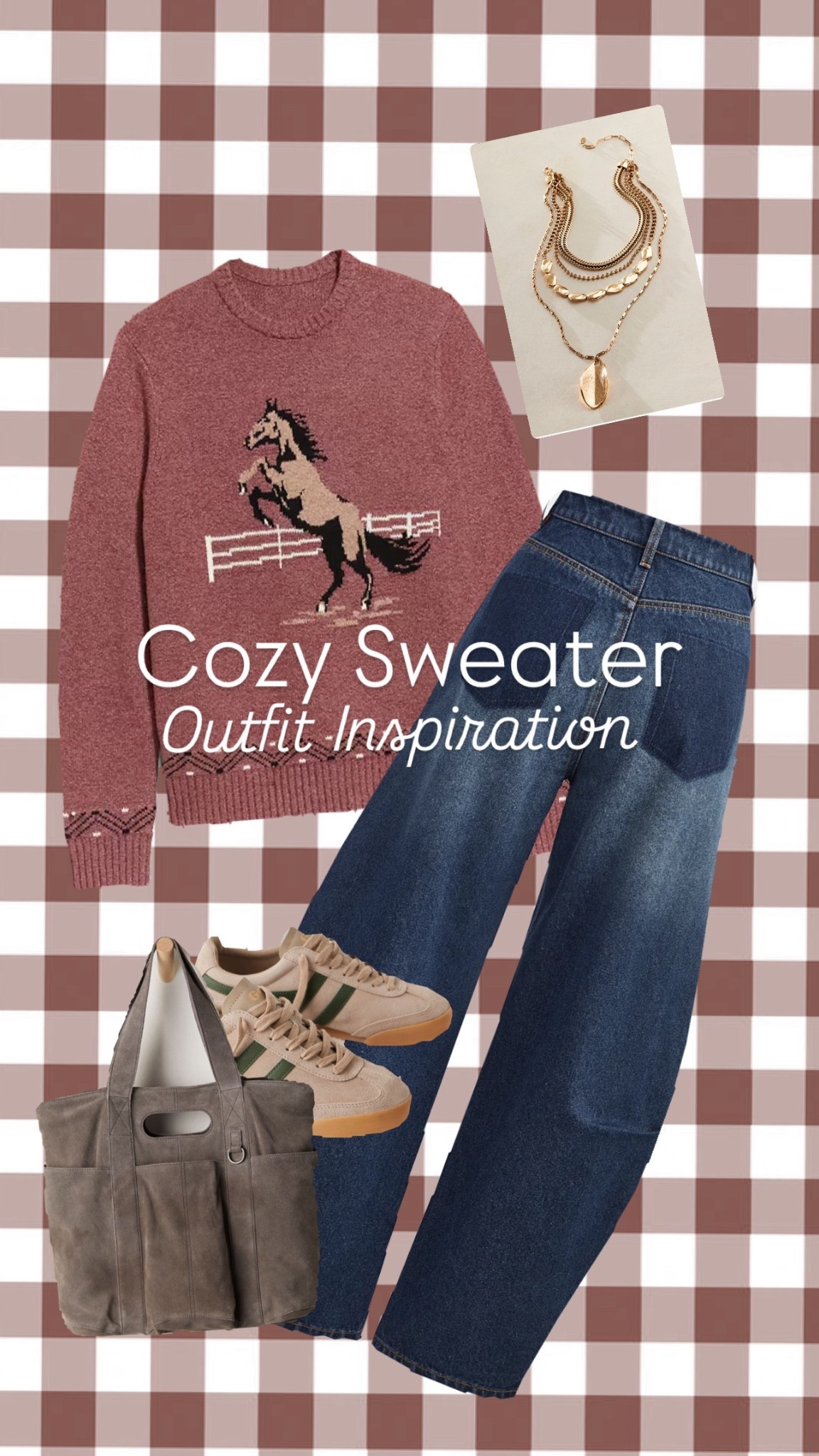 Cute cozy western inspired horse sweater outfit with barrel leg jeans

#LTKOver40 #LTKootd #LTKFindsUnder50