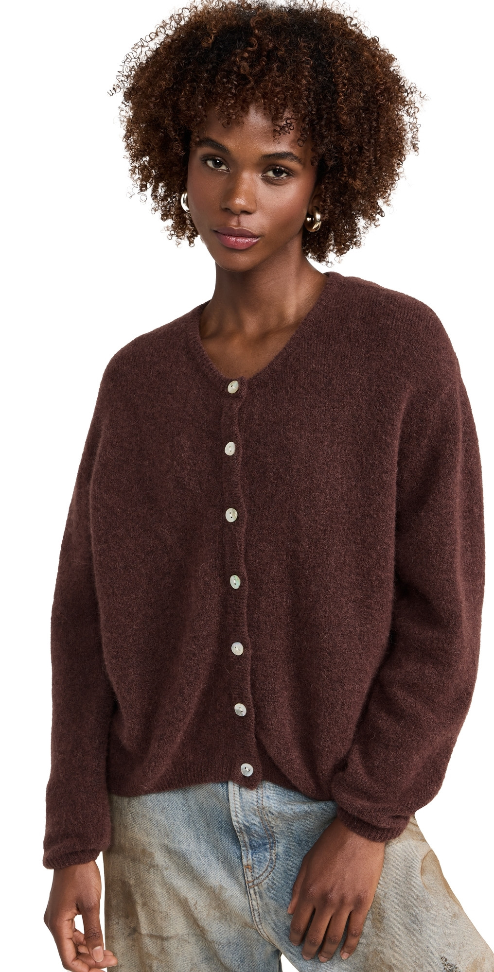 American Vintage Vitow Cardigan Choco Chine Noir M | Shopbop