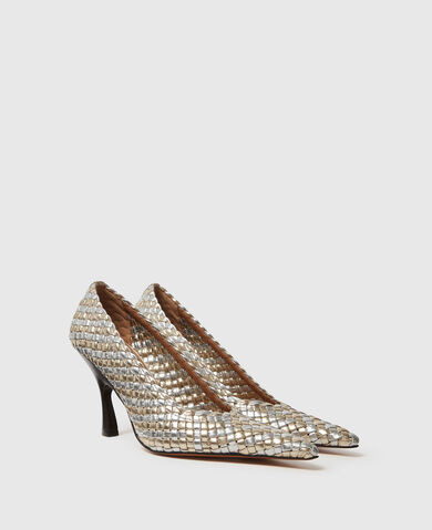 Elsa  Woven Metallic Kitten Heel Pump | Stella McCartney (Global)