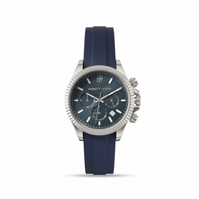 Men's Greenwich Chronograph 40 Silicone Strap Watch (Navy) | Abbott Lyon