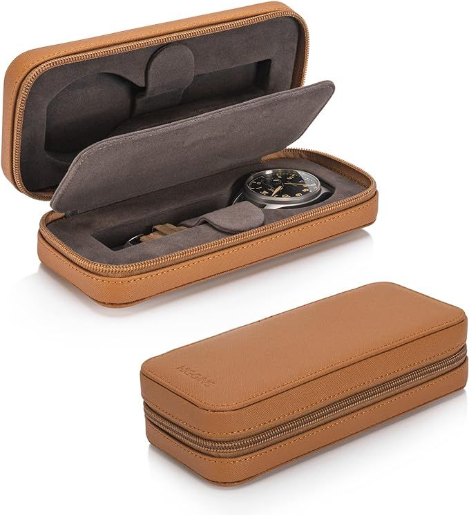 HOUSEOFHIGGINS Modern Leather Watch Case for men - Watch Travel Case - Storage Organizer & Displa... | Amazon (US)