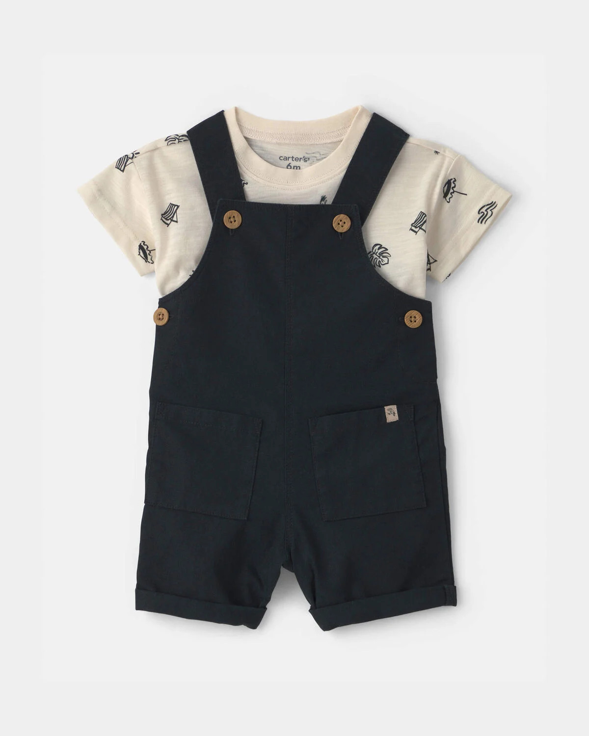 Baby Boy 2-Piece Beach Overall Set - Black/Ivory | Carter's Inc