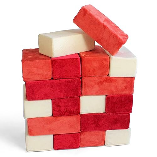 Plush Blocks - The Original Premium Plush Building Block for Kids - Certified Safe Foam Blocks in Luxuriously Soft Fabric Covers - Set of 24 (Brick Wall) | Amazon (US)