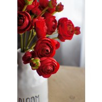 11"" Bright Red Ranunculus Bunch, Artificial Silk Flowers, Spring Wedding Rose Bouquet, Fake Ranunculus, Summer Weddings | Etsy (US)