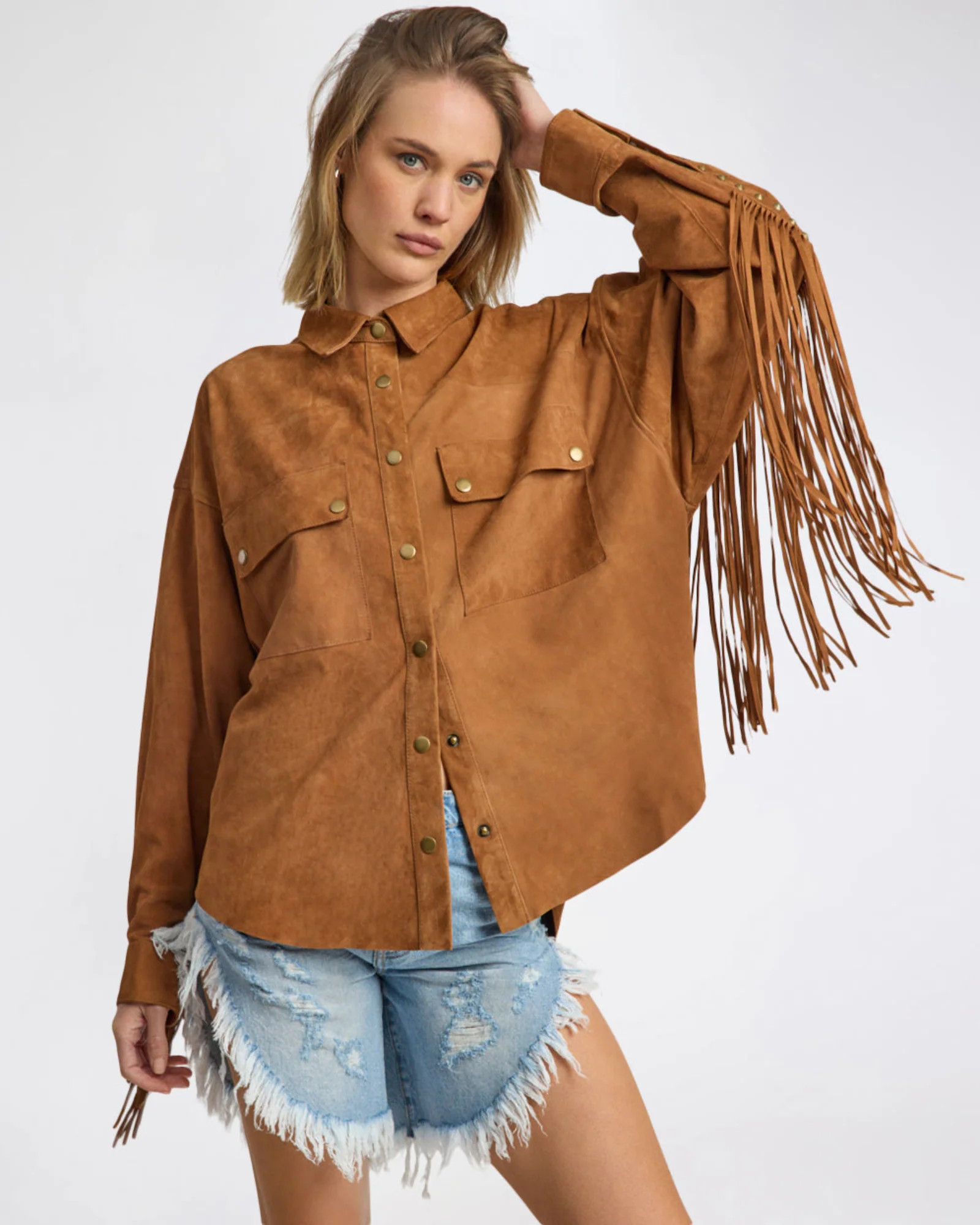 Daria Fringed Suede Jacket - Chestnut | One Teaspoon | OneTeaspoon