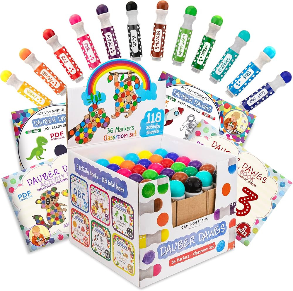 Washable Dot Markers 36 Pack With 118 Activity Sheets For Kids, Gift Set With Toddler Art Activit... | Amazon (US)