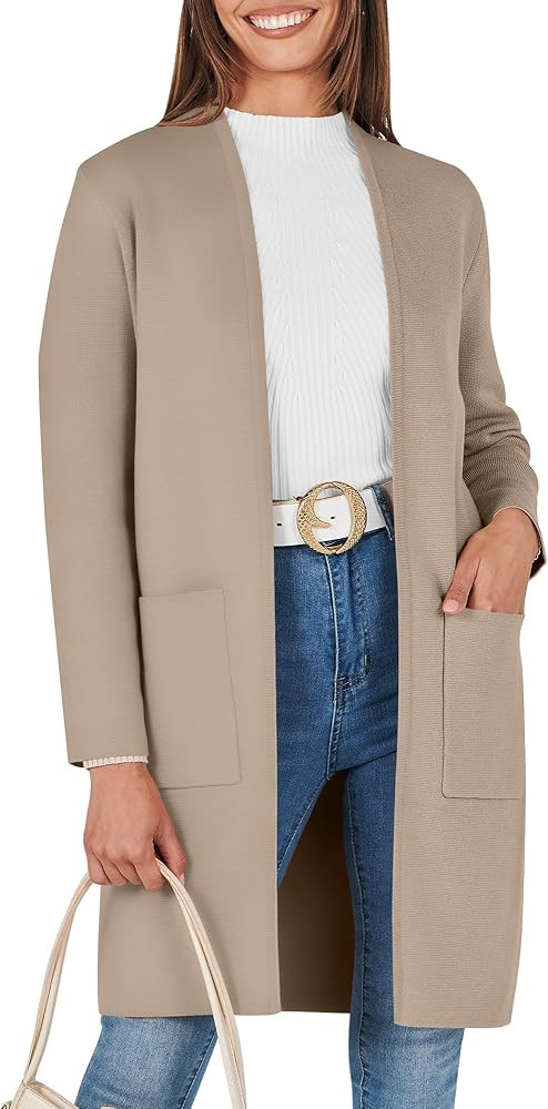 Prinbara Women Cardigan Sweaters 2023 Fall Winter Trendy Coat Casual Long Sleeve Open Front Knit Coa | Amazon (US)