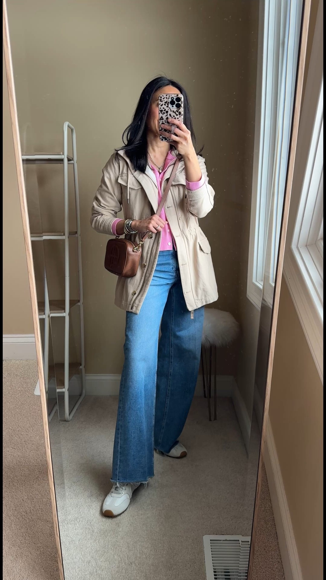 Thinking Spring style inspo. 
- Pink. It’s about that time where I crave color. I love pinks especially denim, khaki, and white. 
- Easy wide leg jeans transcends all the trends. 
- Slim sneakers look especially fresh with ribbon laces. 
- Silver jewelry feels fresh for Spring and goes well with pink. 
- Versatile field jacket. 

- Exact sweater style is a favorite for me in Spring.  Inexpensive option which I have purchased a few of over the years and they last. Currently on sale 40% off if you use a gap brand family card  This exact pink pointelle is new and on sale. I size up. 
- Exact jeans are very flattering. Investment even on sale, but if you love premium denim they are a style to try. Jeans run true to size. 
- Exact sneakers run true to size. 
- Exact jacket is an old favorite from Aritzia; linking new options that look nice. 


#LTKOver40 #LTKootd