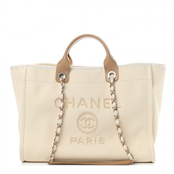CHANEL

Canvas Pearl Medium Deauville Tote Ecru Beige | Fashionphile