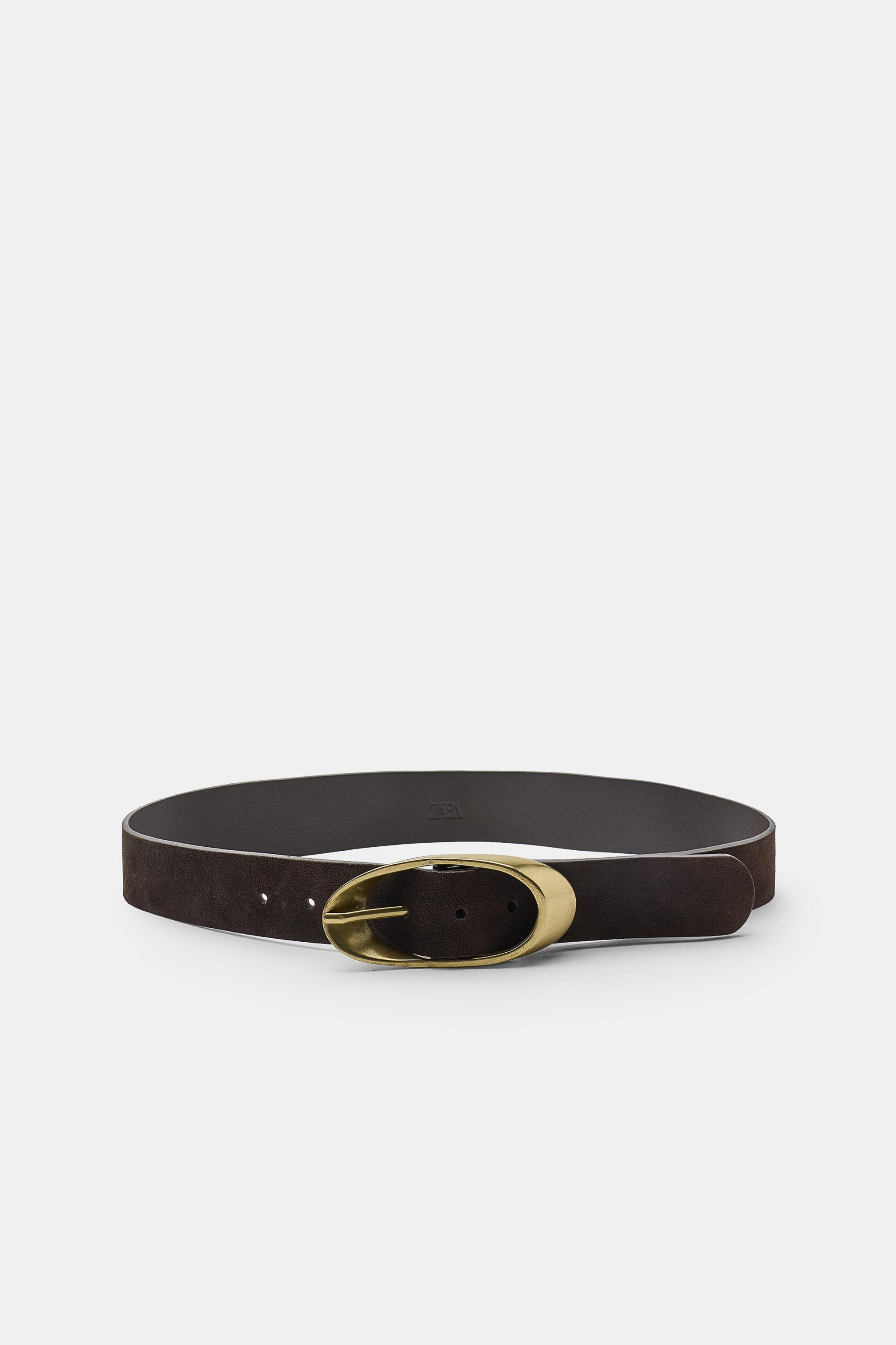 100% LEATHER BELT WITH OVAL BUCKLE | Zara US
