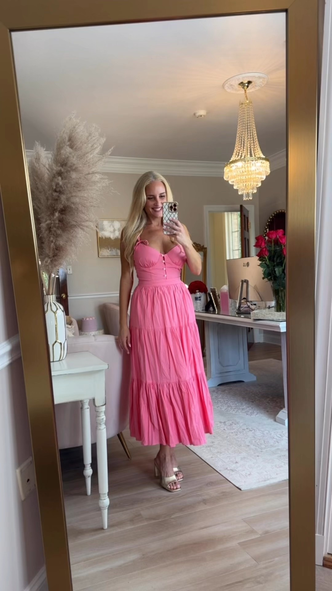 Omg I am obsessed with this gorgeous pink dress!! So perfect for vacation or any summer outing or event. Wearing a medium. 97% cotton.

#LTKStyleTip #LTKOver40 #LTKTravel