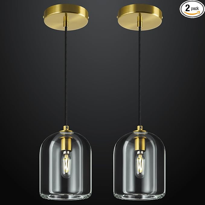 Modern Gold Pendant Lights Kitchen Island Ceiling Chandelier Indoor Crystal Hanging Light Fixture... | Amazon (US)