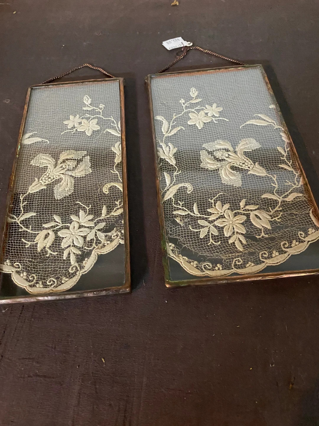 1800s Antique Iris Lace Applique Framed in Glass - Etsy | Etsy (US)