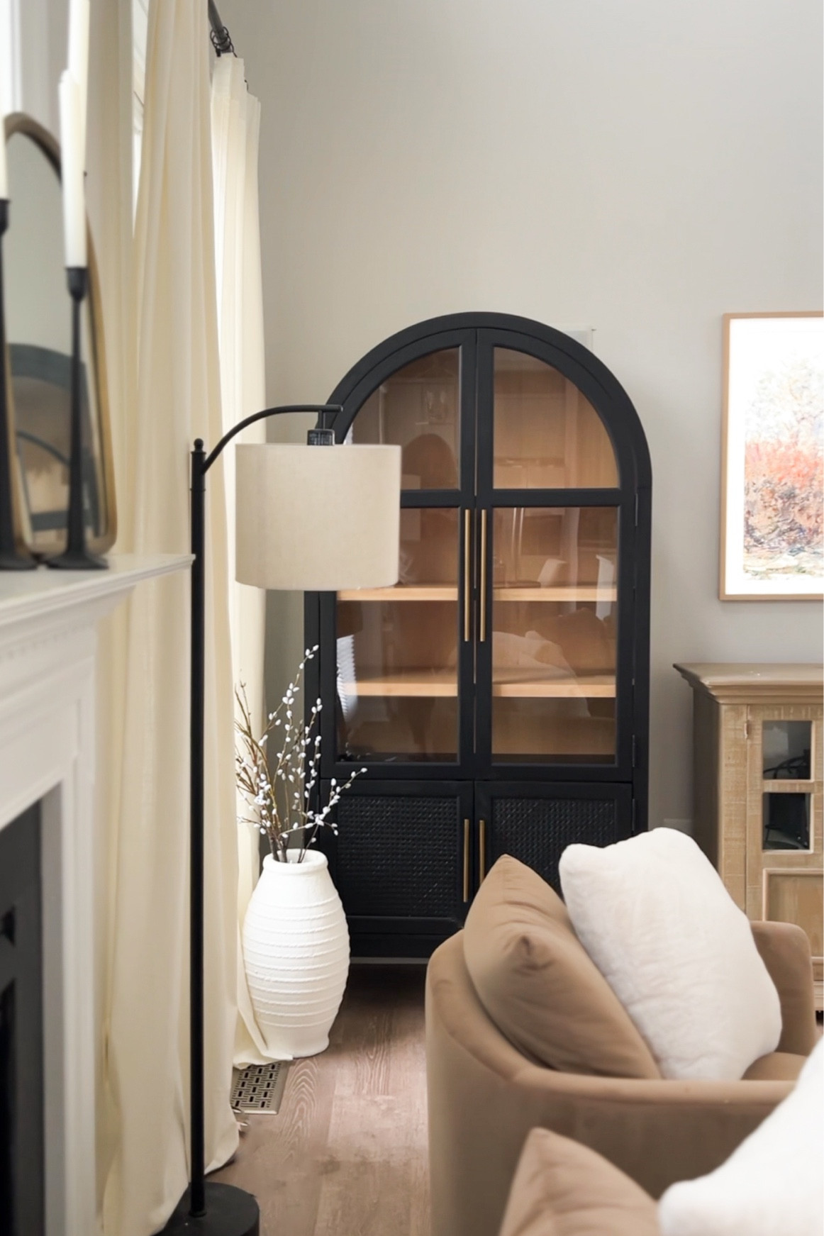 Black cabinet, arched cabinet, home decor, organic modern, Target, accent chair, neutral home decor

#LTKhome