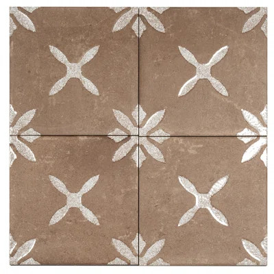 Palmera 9x9 Terracotta Porcelain Floral Square Wall and Floor Tile (6.96 sq ft/case) - 13 Pack | Wayfair North America