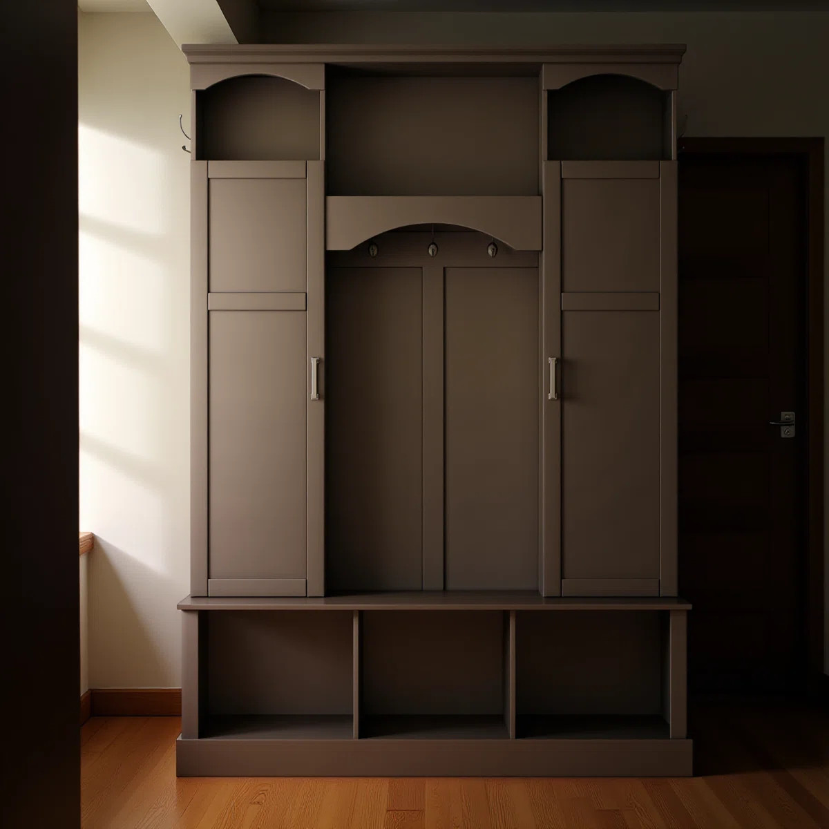Modern All-in-one Hall Tree With Adjustable Shelves, Classic Arched Farmhouse Storage Bench With ... | Wayfair North America
