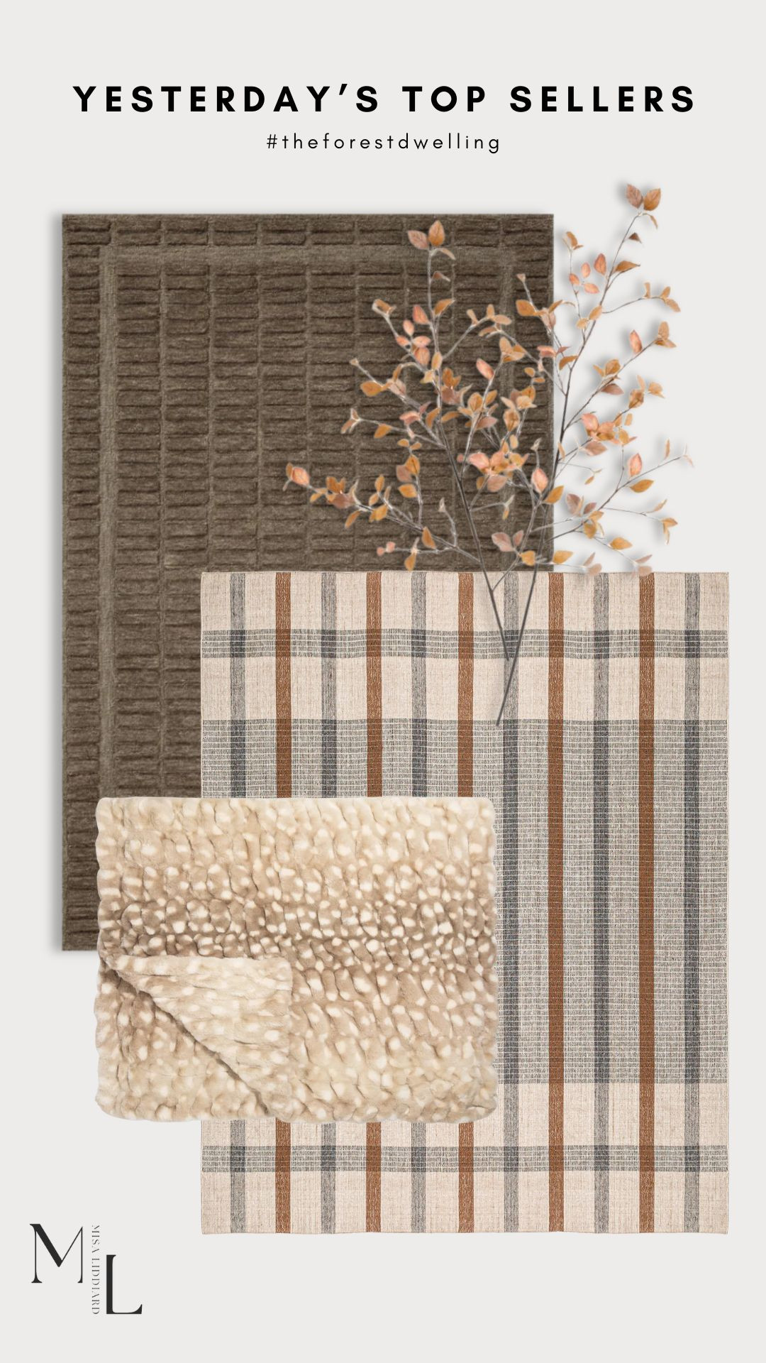 Sharing a few of the top sellers from yesterday. Loving these fall vibes! Both of these rugs are so good. I have the Bradley in a runner and it's the perfect shade of brown for fall. It has a nice weight to it and works great in high traffic areas. The plaid Keenan is an outdoor rug that looks so good on the front porch with the fall decor. I have a few of the Lola blankets and they are so cozy. This exact one is sold out, but there are so many colors and patterns to choose from. These are some of my personal favorite faux stems for fall. I like to style two of them in a vase for a sparse airy look. 

 #LTKSeasonal #LTKHome #LTKStyleTip