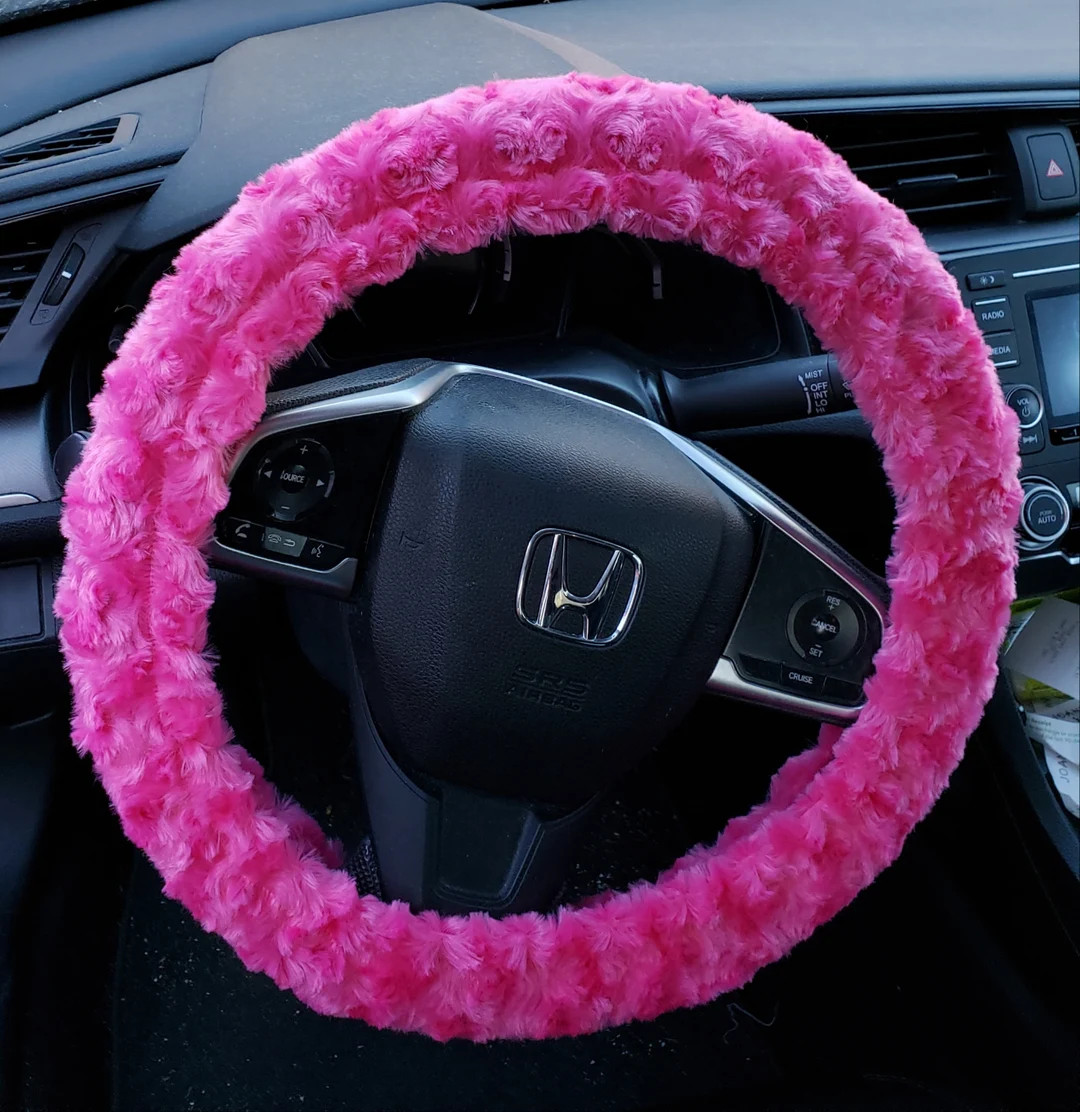 Hot Pink Minky Plush Rosette Soft Faux Fur Steering Wheel - Etsy | Etsy (US)
