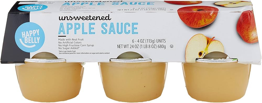 Amazon Brand - Happy Belly Unsweetened Apple Sauce, 4 ounce (Pack of 6) | Amazon (US)