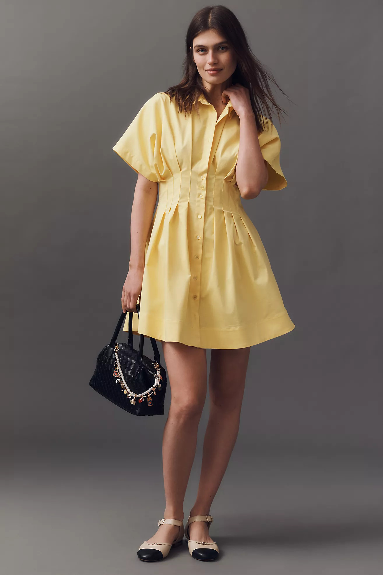 The Tobie Button-Front Pleated Shirt Dress by Exquise: Mini Edition | Anthropologie (US)