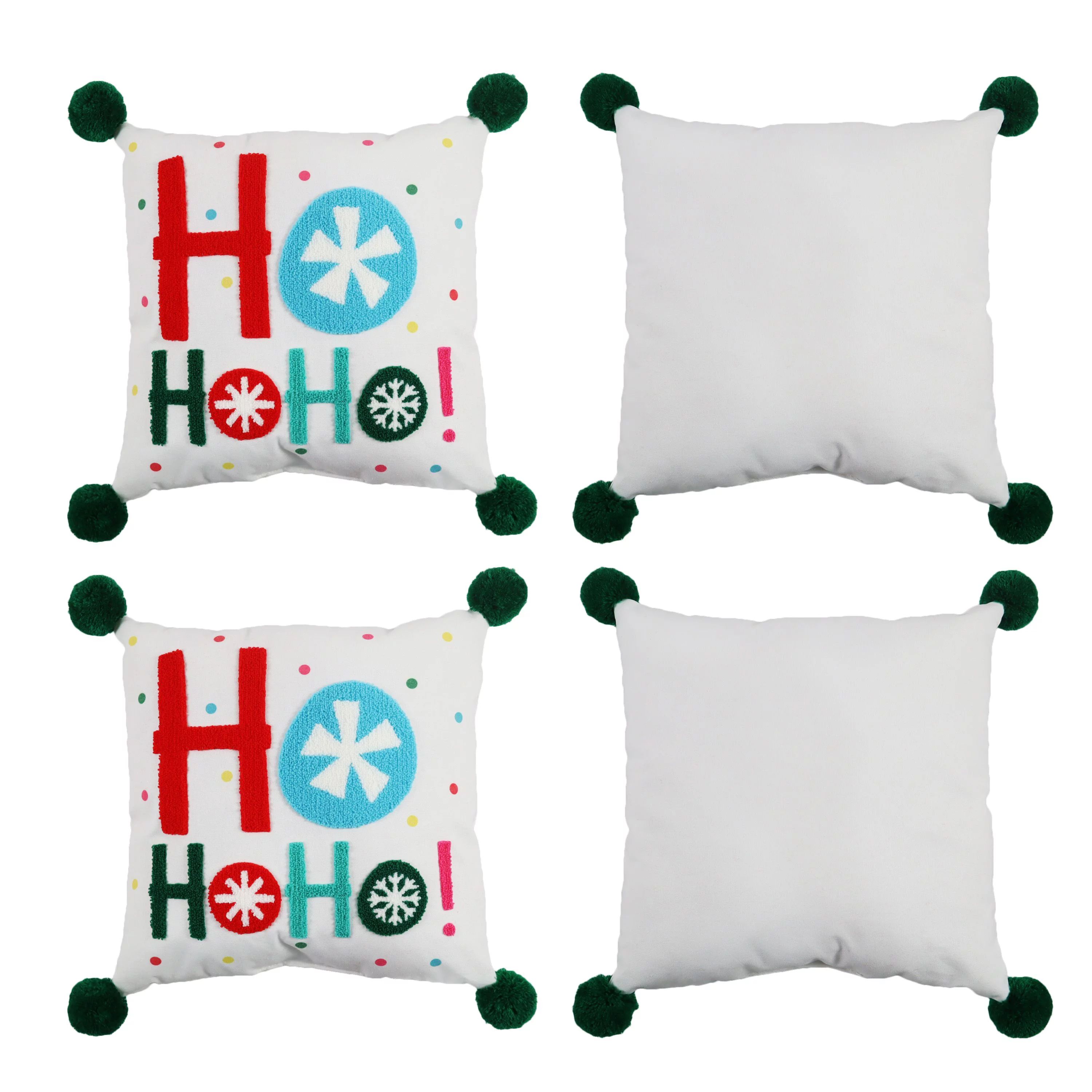 Holiday Time Hohoho Christmas Decorative Throw Pillows, 14inch Square Shape, 2 Count Per Pack - W... | Walmart (US)