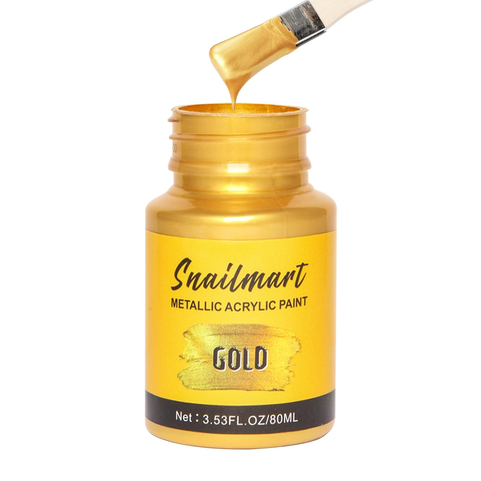 80ml Acrylic Paint Metallic Gold with 1 Brushes,Gold Leaf Paint for Art Painting, Hand-crafts, No... | Amazon (US)