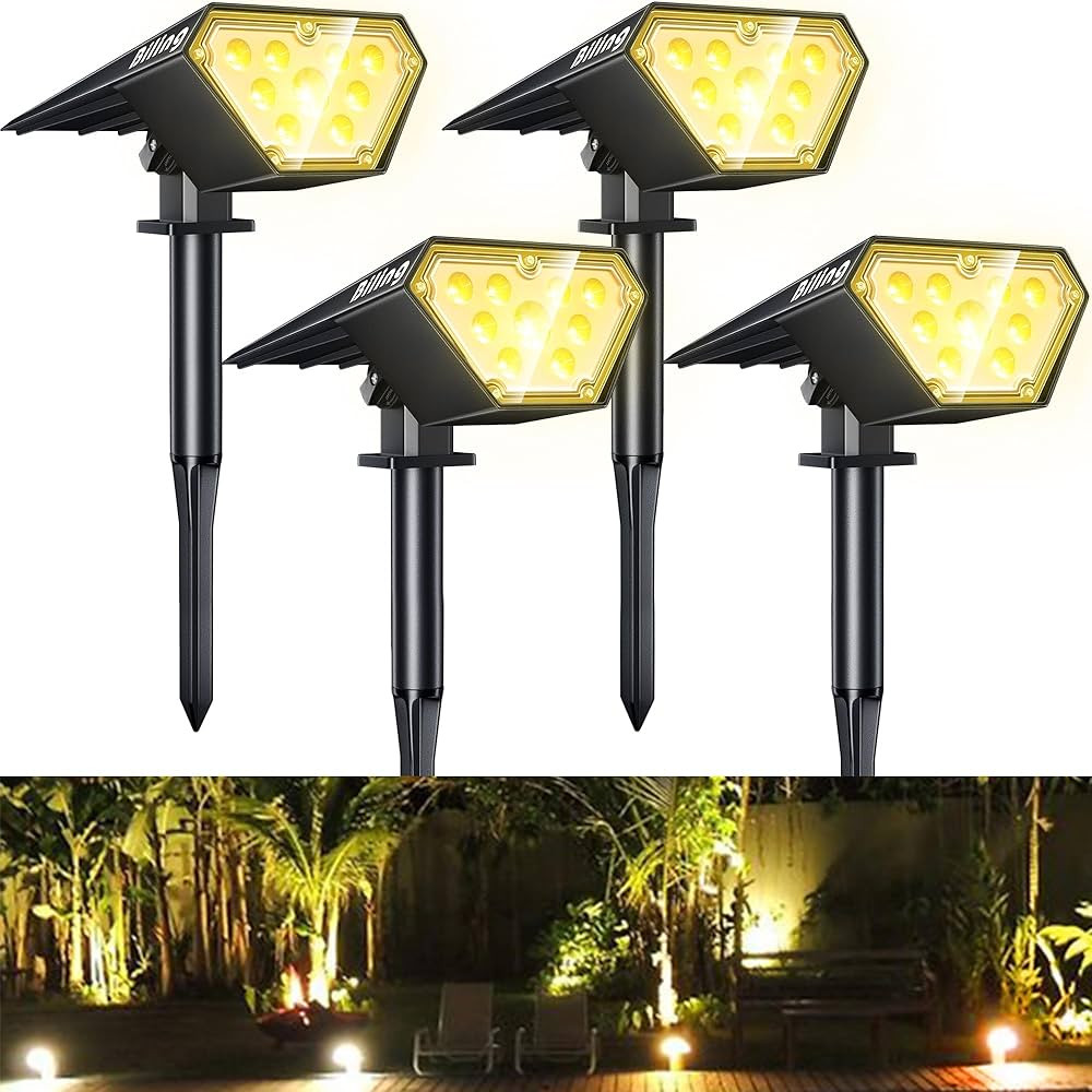 Biling Solar Spot Lights Outdoor, Bright 700 Lumen IP67 Waterproof Adjustable Solar Landscape Spo... | Amazon (US)