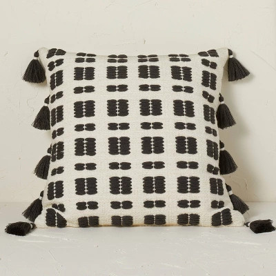 Square Chunky Woven Stripe Decorative Throw Pillow Black/Cream - Opalhouse™ designed with J... | Target