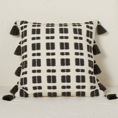 Square Chunky Woven Stripe Decorative Throw Pillow Black/Cream - Opalhouse&#8482; designed with J... | Target