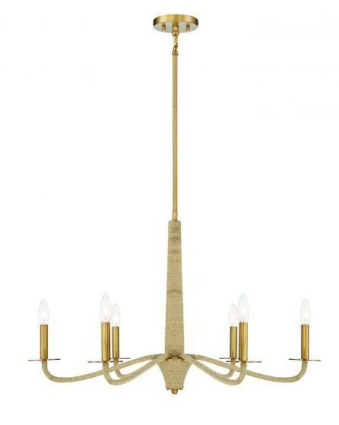 Cannon Warm Brass Rope-Wrapped 6-Light Chandelier | Scout & Nimble