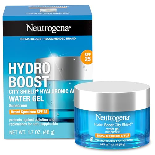 Neutrogena Hydro Boost City Shield Water Gel Face Moisturizer with Broad Spectrum SPF 25, Hydrating Facial Sunscreen with Hyaluronic Acid, Oil-Free and Non-Comedogenic Face Lotion, 1.7 oz | Amazon (US)