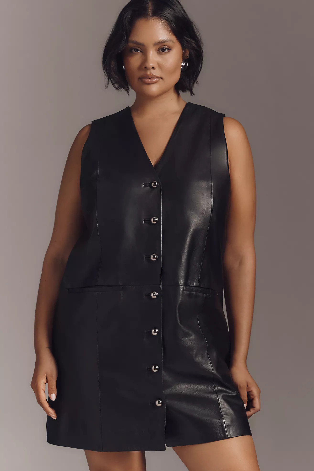 By Anthropologie Leather Buttondown Mini Dress | Anthropologie (US)