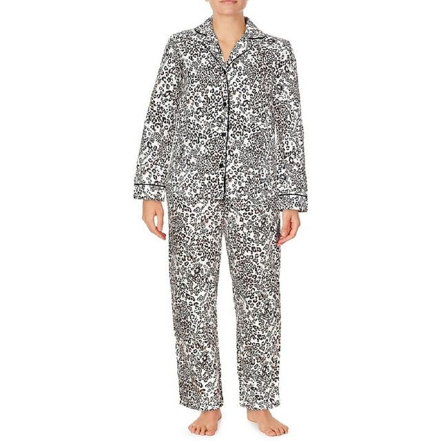 Clair De Lune Long Sleeve Collared Animal Print Pajamas (Women's) 2 Piece Set | Walmart (US)