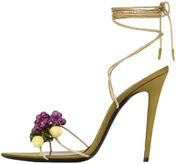 Rhinestone Lace Up High Heel Sandals for Women Satin Strappy Crisscross Open Pointed Toe Stiletto... | Amazon (US)