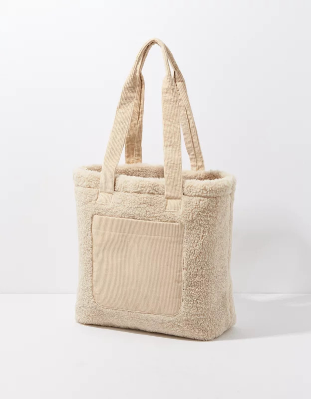 AEO Cozy Corduroy Sherpa Tote Bag | American Eagle Outfitters (US & CA)