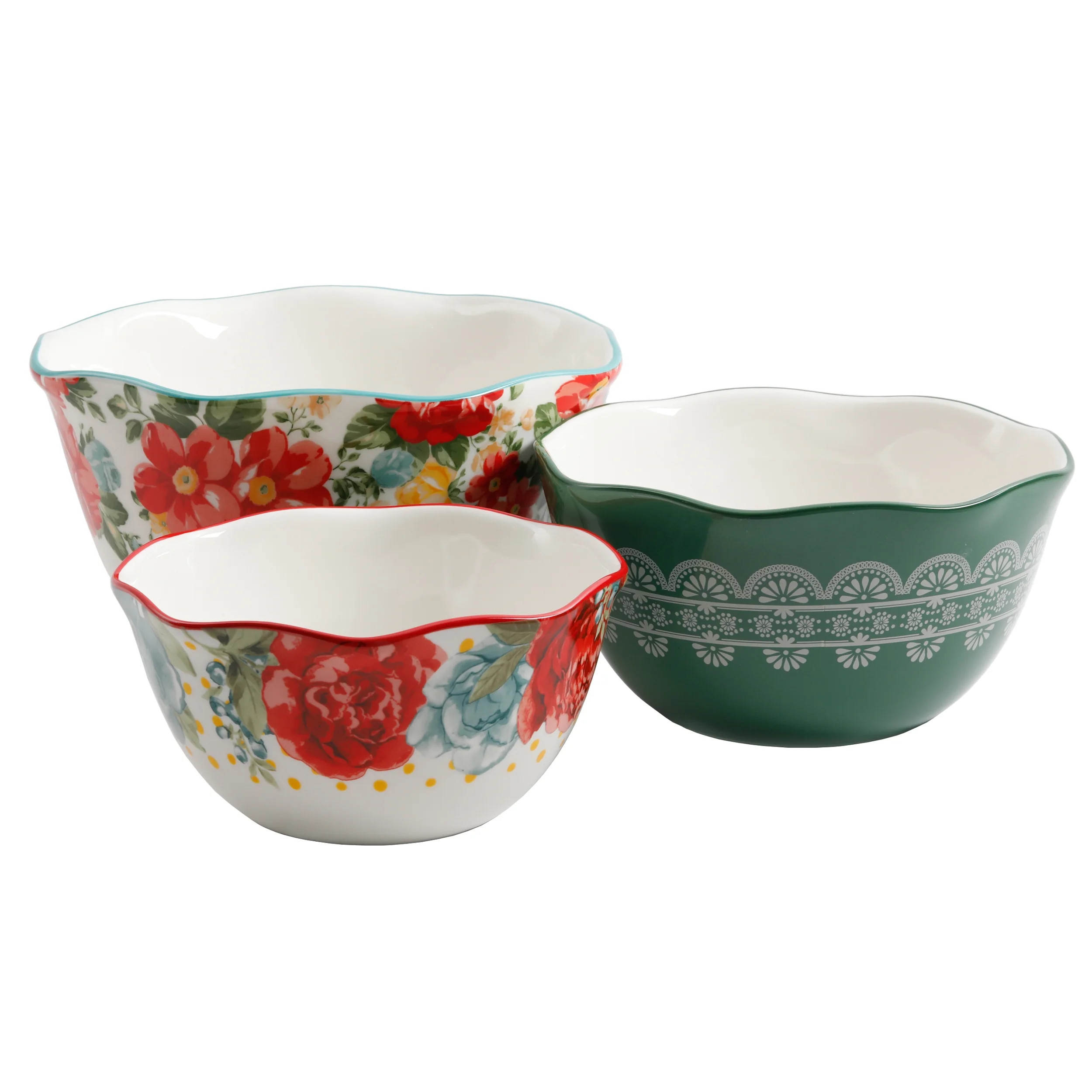 The Pioneer Woman Vintage Floral 3-Piece Serving Bowl Set | Walmart (US)