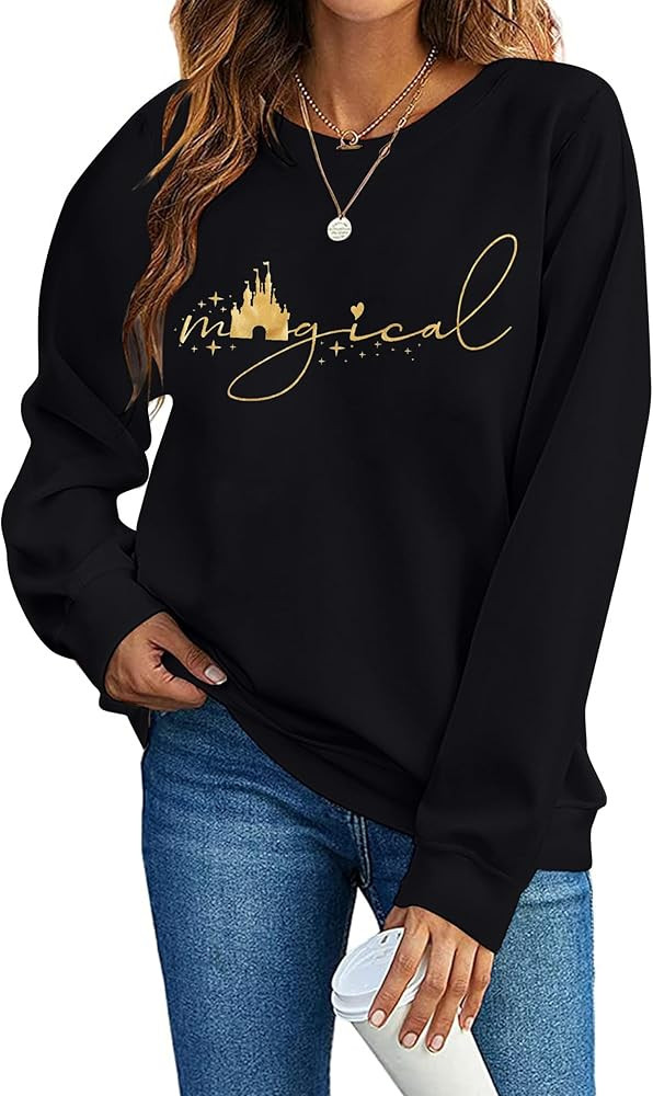 UNIQUENOE Magic Kingdom Sweatshirts for Women Magical Tshirt Family Vacation Tee Castle Graphic L... | Amazon (US)