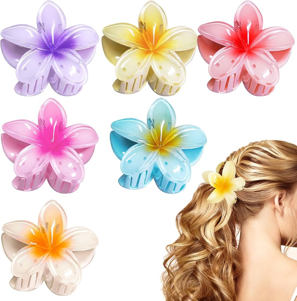 6Pcs Hawaiian Flower Hair Clip，Strong hair clips，Plumeria claw clips，Hibiscus hair accessor... | Amazon (CA)