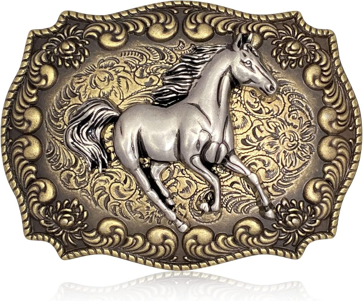 Btilasif Horse Belt Buckle,Long Horn Bull Western Cowboy Texas Rodeo Belt Buckle for Men Women | Amazon (US)