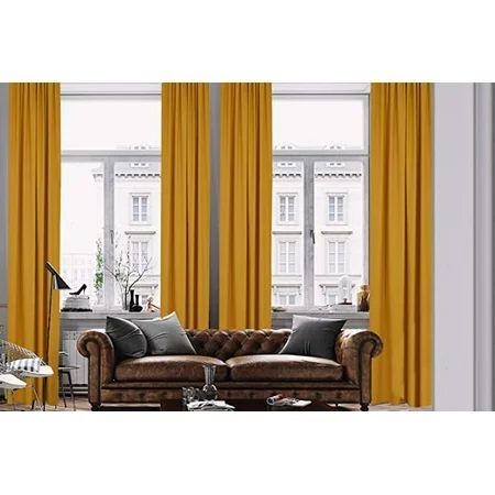 3S Brother s Home Decorative M-Yellow Curtains 52 Wide Extra Long Luxury Colors Linen Look Custom Ma | Walmart (US)