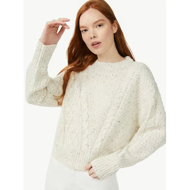 Free Assembly Women's Cable Mix Sweater with Long Sleeves - Walmart.com | Walmart (US)