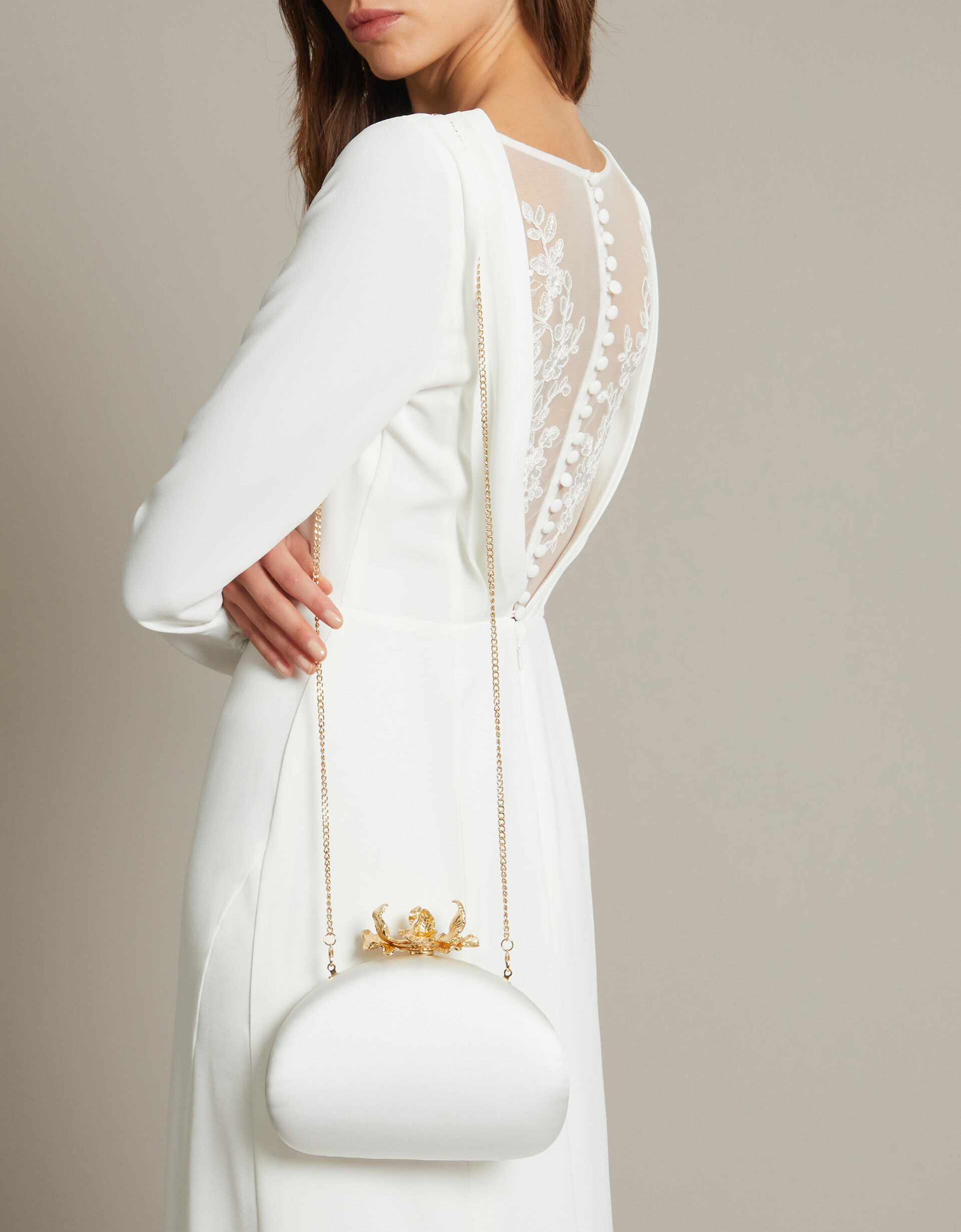 Sara Satin Flower Clip Clutch Bag | Monsoon (UK)
