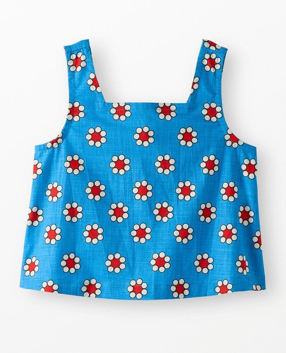 Girls' Red Flowers On Swedish Sky Sleeveless Poplin Top in 100% Cotton - Size Big Kids 12 by Hanna Andersson | Hanna Andersson