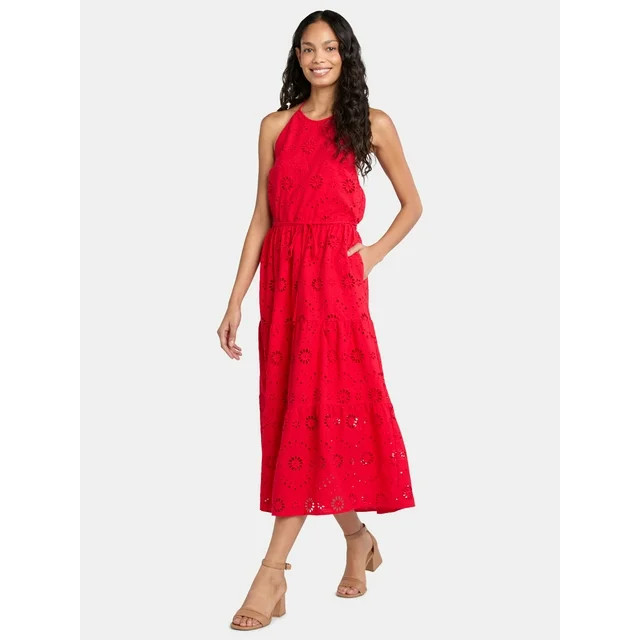 Time and Tru Women's Eyelet Halter Dress, Sizes XS-XXXL. | Walmart (US)