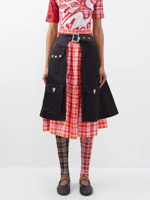 Chopova Lowena - Atomic Double-layered Organic-cotton Skirt - Womens - Red Black | Matches (UK)