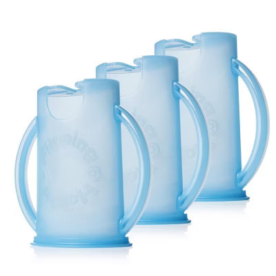Flipping Holder Food Pouch Holder No Squeeze, flips over to hold drink boxes and juice pouches, easy grip handles and lid (Blue 3-Pack) | Target