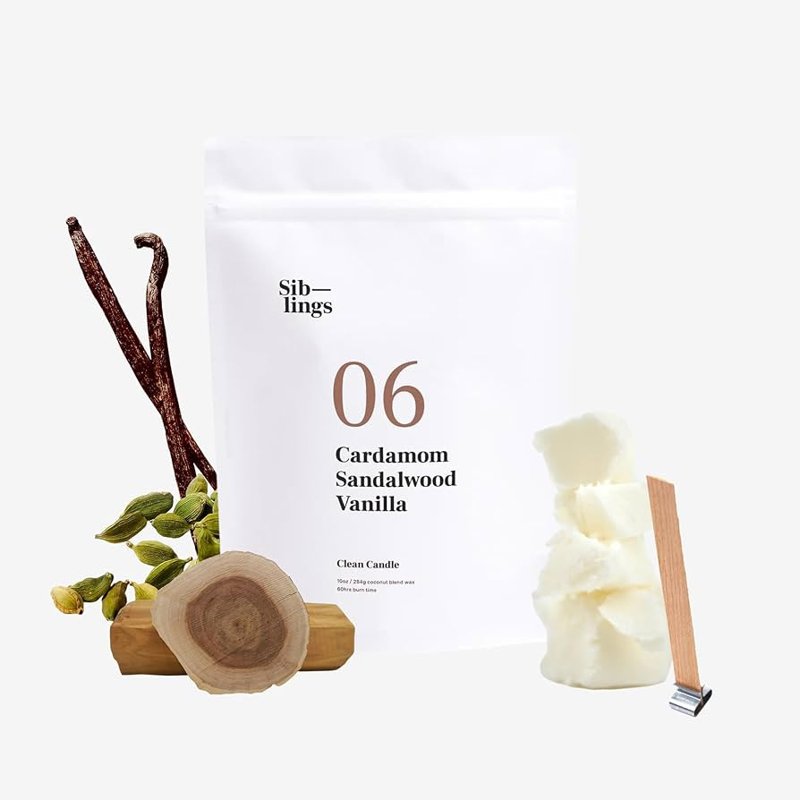 Siblings Candle Making Kit | DIY Coconut-Soy Wax Candle Kit with Wooden Wick | Scent No 06: Carda... | Amazon (US)