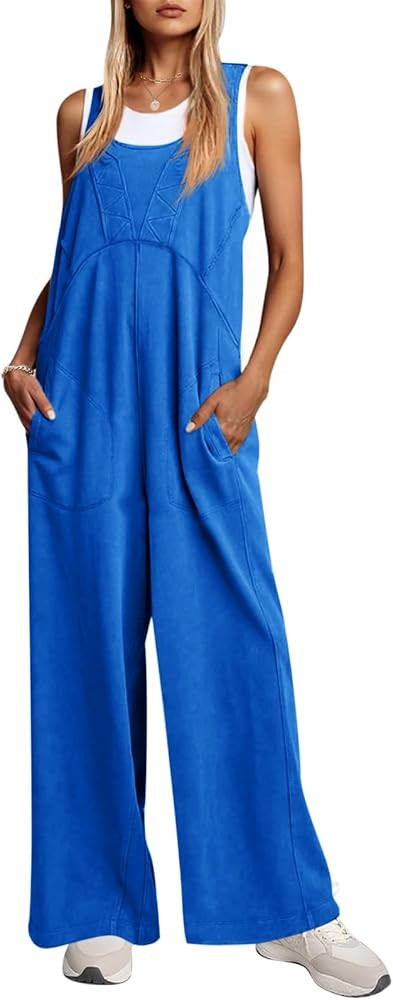 Cicy Bell Women's Casual Loose Overalls Jumpsuits One Piece Sleeveless Tank Tops Wide Leg Long Pa... | Amazon (US)