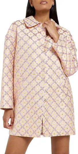 River Island Floral Jacquard Longline Jacket | Nordstrom | Nordstrom