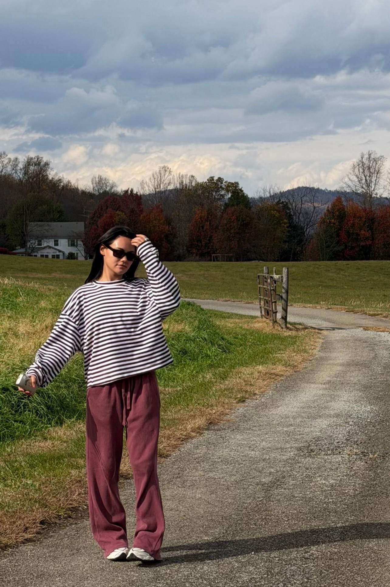 daily drills blue striped top + burgundy sweatpants & new balance sneakers #comfyootd #comfystyle

#LTKOver40 #LTKCyberWeek #LTKFindsUnder100